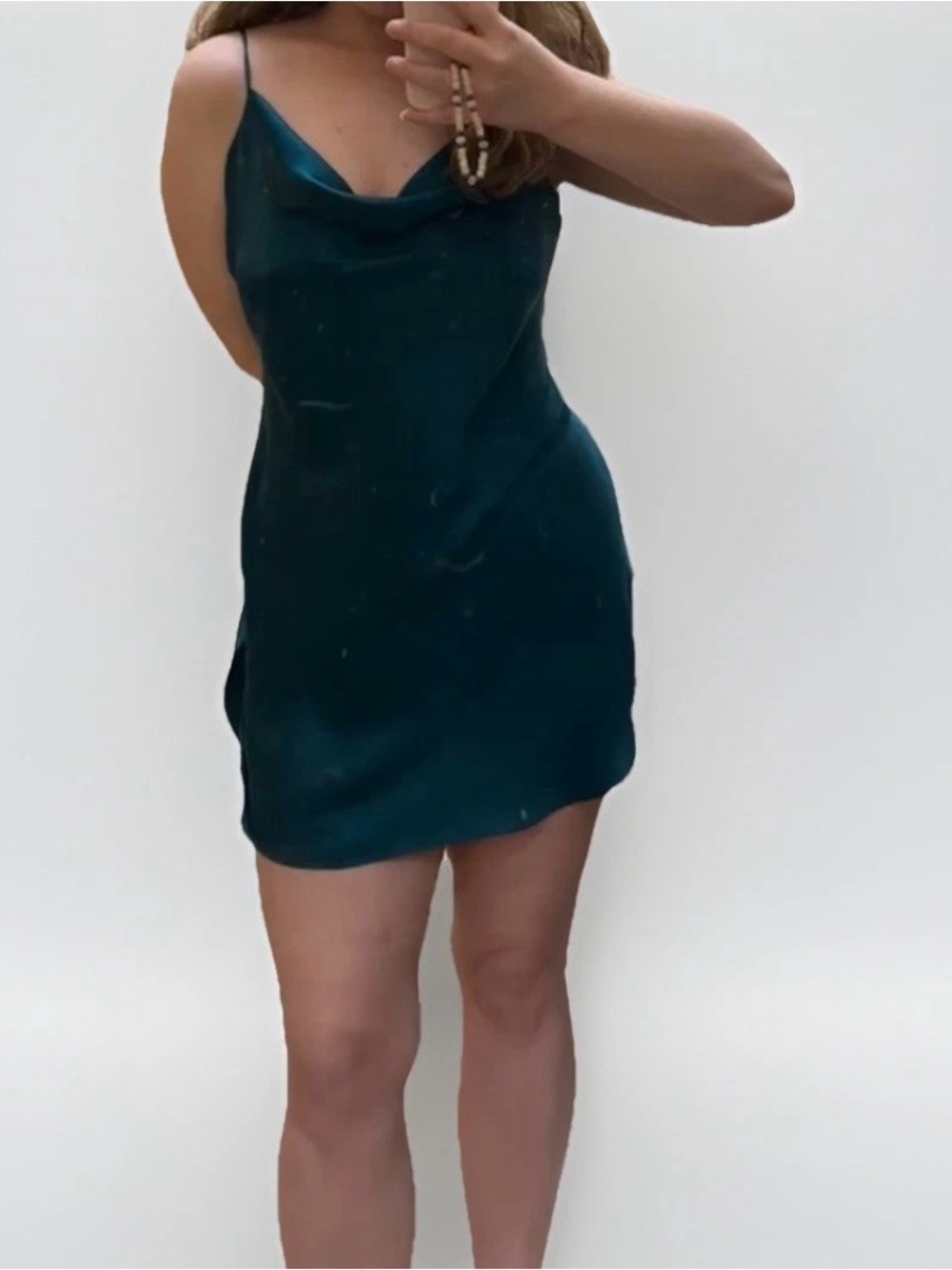 Vintage 90s Victoria’s Secret Gold Label 100% Silk Green Cowl Slip Chemise Sz L